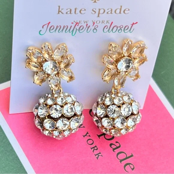 NWT ♠️ Kate Spade Crystal Clear Flower Drop Earrings